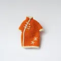 Handmade crochet mini qipao doll clothes, orange retro chinese style outfit variant - Orange