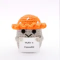 Handgemaakt gehaakt muffin pluche speelgoed schattige pop met positieve kaartjes - Muffin Pop (Oranje) / Oranje