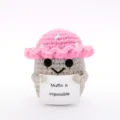 Handgemaakte gehaakte wollen muffin pop schattig pluche speelgoed met bordje cadeau. - Muffin Pop (Lichtroze) / Zonsondergangroze