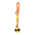 Handgemaakte gehaakte oranje sleutelhanger met zonnebril, schattige wollen tas hanger. - Sleutelhanger oranje met zonnebril