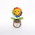 Handmade crochet emotional support sunflower potted plant cute colorful knitted desk decor - Potted Sunflower with Colorful Round Edges and Brown Pot