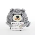 Handgemachte gehäkelte süße graue Katze Plüschtier mit Motivationskarte für Geschenke. - Mini-Kätzchen