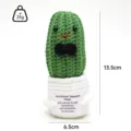 Handgemaakte gehaakte cactus knuffel emotionele steun pop gebreide plant speelgoed - Lange cactus in pot met zwarte vlinderdas