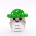 Bambola muffin in filato all'uncinetto fatto a mano cappello verde decorazione regalo - verde mela