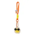 Handgemaakte gehaakte sleutelhanger met zonnebril, oranje band, schattig accessoire. - Sleutelhanger spiegelei met zonnebril