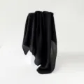Black pleated square scarf, elegant neck wrap and lightweight sun protection shawl for women. - Black