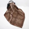 Leopard print silk square scarf for women 90cm satin fashion neckerchief stylish - D9195-Dark Coffee
