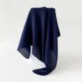 Solid color pleated scarf elegant women square shawl sun protection headscarf fashion wrap - Navy Blue
