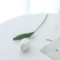 Handgemaakte gehaakte witte tulpenbloem wol breien boeket voor huis kantoor decoratie - crème