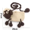 Cute handmade crochet sheep crossbody bag for kids, soft wool plush animal shoulder bag. - Lamb Bag