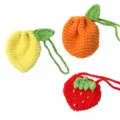 Handgemaakte gehaakte fruit portemonnee schattige citroen sinaasappel aardbei tasje - 3-delige set