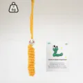 Handmade crochet yellow worry worm hanging charm with wooden bead head and cute card. - Yellow