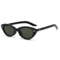 Klassische Vintage Katzenauge Sonnenbrille Damen schwarzer Rahmen UV Schutz Brille - C8 Glänzender Schwarzer Rahmen Dunkelgrüne Linse