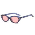 Klassische Vintage Katzenauge Sonnenbrille transparenter blauer Rahmen UV-Schutz Gläser - C7 Blaugrasser Rahmen Hellrosa Linse