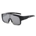 Grosse Schild-Sonnenbrille fuer Outdoor-Fahrradfahren und winddichten Sport-Styling. - C3 Glänzend Schwarz Rahmen Silber Quecksilber Gläser