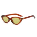 Klassische Retro-Cat-Eye-Sonnenbrille mit getönten Gläsern, stilvoller UV-Schutz für den Alltag. - C4 Hellbrauner Rahmen Grüne Gläser