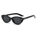 Klassische schwarze Sonnenbrille Retro Fashion UV Schutz Cat Eye Brille fur Damen - C1 Glänzender schwarzer Rahmen Graue Linse
