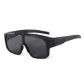 Grosse einteilige Sport-Fahrradsonnenbrille in Schwarz, ideal fuer Outdoor-Schutz. - C5 Mattes Schwarz Rahmen Graue Gläser