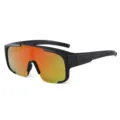 Groser Rahmen einteilige Sport Radfahren Sonnenbrille winddichte Outdoor Brille - C7 Matt Schwarz Rahmen Gold Quecksilber Gläser
