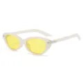 Klassische Retro-Katzenaugen-Sonnenbrille mit transparentem Rahmen und gelben Gläsern. - C10 Gelee Weißer Rahmen Hellgelbe Linse