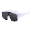 Große Schild Sonnenbrille weißer Rahmen Sport Radfahren winddichte Brille für Outdoor Sport. - C9 Solid Weiß Rahmen Grau Gläser