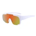 Weiße Sport-Fahrradsonnenbrille mit großem orangen Reflektor-Sichtfeld für Outdoor-Aktivitäten. - C10 Solid Weiß Rahmen Gold Quecksilber Gläser