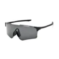 Gafas de sol deportivas negras para ciclismo con gran lente de proteccion UV para hombre y mujer - Montura Negra Lente Gris