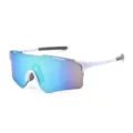 Gafas de sol de ciclismo elegantes con montura blanca y lentes reflectantes azules para deporte. - Marco Blanco Gris Película Verde