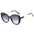 Modische Cat-Eye-Sonnenbrille mit stilvollen Retro-Rahmen und edlen Farbverlaufslinsen. - Schwarzer Rahmen Doppelt Graue Linse
