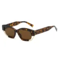 Modische Vintage Schildpatt quadratische Sonnenbrille mit goldenem Metalldetail. - Leopardenrahmen Braune Gläser