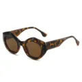 Modische Schildpatt geometrische Sonnenbrille für Damen, dicker Rahmen Sonnenschutz Brille. - Leopardenrahmen Braune Gläser