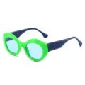 Modische Dopamin klobige Sonnenbrille mit hellblauen Gläsern für Party und Alltag 1Stk - Grüner Rahmen Blaue Gläser