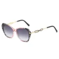 Große Farbverlauf Sonnenbrille Rosa Schildpatt Gestell Metallbügel Stilvoll Damen - Außen Leopard Innen Rosa Rahmen Doppelgraue Linsen