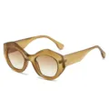 Moderne polygonale Sonnenbrille mit Farbverlauf Gläsern für stilvolle Sommer Mode Brillen - Sandtee Rahmen Verlaufs-Tee Linse