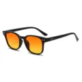 Modische schwarze Sonnenbrille mit orangefarbenen Glaesern und nieten Verzierungen fuer Damen und Herren - C2 Glänzend Schwarz Rahmen Doppel Orange Gelb Gläser