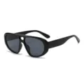 Modieuze zwarte aviator zonnebril met dubbele neusbrug voor dames en heren, stoere streetwear. - C1 Zwart Montuur Grijze Glazen
