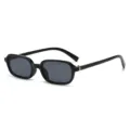 2025 neue schmale schwarze Sonnenbrille kleine quadratische Retro minimalistisch Damen Brille - Blau Violett Verlauf / Schwarzer Rahmen Schwarz Graue Gläser