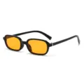 Modische schmale schwarze Sonnenbrille mit leuchtend gelben Gläsern für Damen im Alltag. - Schwarzer Rahmen Orangene Gläser