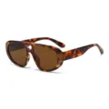 Trendy schildpadpatroon dubbele neusbrug aviator zonnebril voor dames en heren. - Schildpad Frame Thee Lenzen