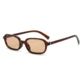 2025 neue schmale braune Sonnenbrille im quadratischen Retro-Stil fuer Damen chic. - C5 / Tee Rahmen Helltee Gläser