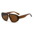 Retro braune Doppelsteg Piloten Sonnenbrille, stylische dicke Rahmen Sonnenbrille Damen Herren - Tee Rahmen Tee Linse
