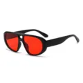 Trendige Doppelsteg Pilot Sonnenbrille Damen Herren, markanter schwarzer Rahmen, rote Gläser. - C7 Schwarzer Rahmen Rote Gläser