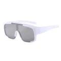 Weißes Schild Sport Sonnenbrille Outdoor Radfahren winddichte große Rahmen Radbrille. - C11 Solid Weiß Rahmen Silber Quecksilber Gläser