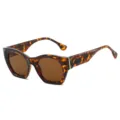 Retro Schildpatt Katzenaugen Sonnenbrille für Damen, modischer dicker Rahmen braune Gläser. - Leopardenrahmen Tee Gläser