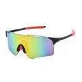 Gafas de sol para ciclismo, lentes coloridos UV, montura negra y roja deportiva. - Marco Negro Rojo Espejo Amarillo
