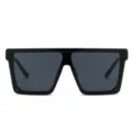 Schwarze Sonnenbrille Flat Top Oversized Retro Modische Sonnenbrillen Damen Herren - Schwarzer Rahmen Graue Gläser