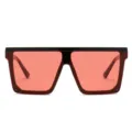 Grosse flache Sonnenbrille mit roten Glaesern und schwarzem Rahmen fuer modische Outdoortrips. - Mattschwarzer Rahmen Rote Spiegellinsen