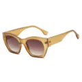 Modische Vintage Sonnenbrille mit dickem braunem Rahmen und stilvollen Farbverlaufslinsen. - Champagner Rahmen Doppeltee Linse