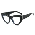 Schicke schwarze Katzenauge Sonnenbrille für Damen, trendige Hip-Hop Oversize Brille. - Klare Gläser / Glänzender schwarzer Rahmen