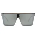 Modische flache Schild Sonnenbrille mit grossem Rahmen fur Outdoor Reisen und Sportaktiv - C6 Mattgrauer Rahmen Silberne Spiegel-Linsen